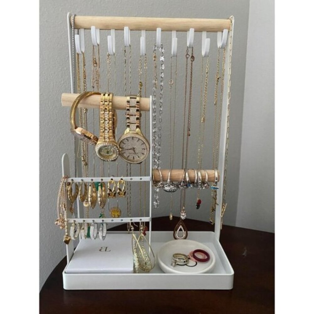 New 4-Tier Jewelry Organizer Stand, Aesthetic Necklace & Ring Holder Rack - Picture 2 of 12